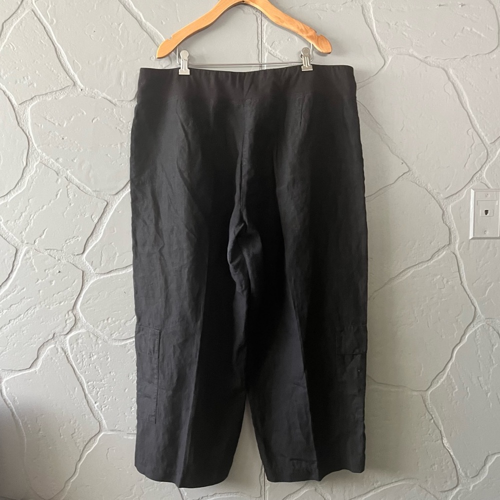 Black Eileen Fisher Organic Cotton and Linen Pants